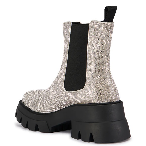AZALEA WANG KAWAILANI SILVER RHINESTONE COMBAT BOOTIE - Picture 7 of 7